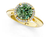 Yellow gold Fancy Green Round  Cut Diamond Halo Engagement Ring with Split Shank and Four-Prong Setting_91