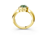 Yellow gold Fancy Green Round  Cut Diamond Halo Engagement Ring with Split Shank and Four-Prong Setting_93