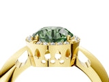 Yellow gold Fancy Green Round  Cut Diamond Halo Engagement Ring with Split Shank and Four-Prong Setting_94