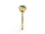 Yellow gold Fancy Green Round Cut Diamond Halo Pave Band with Four-Prong Setting_5