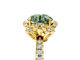 Yellow gold Fancy Green Round Cut Diamond Halo Pave Band with Four-Prong Setting_8