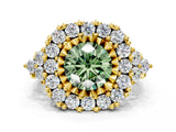 Yellow gold Fancy Green Round Cut Diamond Halo Ring with Pavé Band and Four-Prong Setting_42