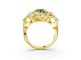 Yellow gold Fancy Green Round Cut Diamond Halo Ring with Pavé Band and Four-Prong Setting_45