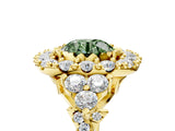 Yellow gold Fancy Green Round Cut Diamond Halo Ring with Pavé Band and Four-Prong Setting_47
