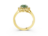 Yellow gold Fancy Green Round  Cut Diamond Halo Ring with Round Brilliant Halo and Solitaire Band_90
