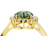 Yellow gold Fancy Green Round  Cut Diamond Halo Ring with Round Brilliant Halo and Solitaire Band_91