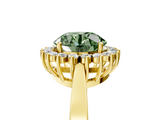 Yellow gold Fancy Green Round  Cut Diamond Halo Ring with Round Brilliant Halo and Solitaire Band_92