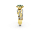 Yellow gold Fancy Green Round Cut Diamond Halo Ring with Round Split Shank and Prong Setting_38