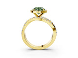 Yellow gold Fancy Green Round Cut Diamond Halo Ring with Round Split Shank and Prong Setting_39