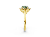 Yellow gold Fancy Green Round  Cut Diamond Halo Ring with Solitaire Band and Prong Setting_75