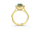 Yellow gold Fancy Green Round  Cut Diamond Halo Ring with Solitaire Band and Prong Setting_76