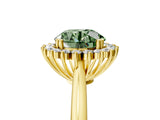 Yellow gold Fancy Green Round  Cut Diamond Halo Ring with Solitaire Band and Prong Setting_78