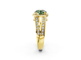 Yellow gold Fancy Green Round Cut Diamond Halo Ring with Split Shank Pavé Band and Four-Prong Setting_2
