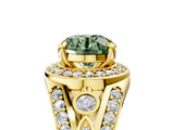 Yellow gold Fancy Green Round Cut Diamond Halo Ring with Split Shank and Bezel Accents and Four-Prong Setting_5