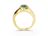 Yellow gold Fancy Green Round Cut Diamond Halo Split Shank Engagement Ring_42