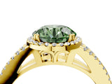 Yellow gold Fancy Green Round Cut Diamond Halo Split Shank Engagement Ring_43