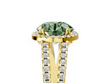 Yellow gold Fancy Green Round Cut Diamond Halo Split Shank Engagement Ring_44