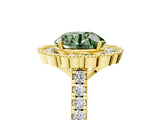 Yellow gold Fancy Green Round  Cut Diamond Milgrain Floral Halo Engagement Ring with Pavé Band_20