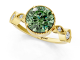 Yellow gold Fancy Green Round  Cut Diamond Milgrain Marquise Band with Prong Setting_4
