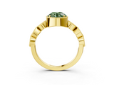 Yellow gold Fancy Green Round  Cut Diamond Milgrain Marquise Band with Prong Setting_6