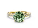 Yellow gold Fancy Green Round  Cut Diamond Pavé Band Ring with Four-Prong Setting_23