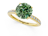Yellow gold Fancy Green Round  Cut Diamond Pavé Band Ring with Four-Prong Setting_24
