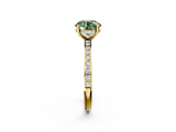 Yellow gold Fancy Green Round  Cut Diamond Pavé Band Ring with Four-Prong Setting_25