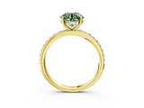 Yellow gold Fancy Green Round  Cut Diamond Pavé Band Ring with Four-Prong Setting_26