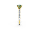 Yellow gold Fancy Green Round Cut Diamond Pavé Band Solitaire Ring with Prong Setting_61