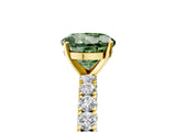 Yellow gold Fancy Green Round Cut Diamond Pavé Band Solitaire Ring with Prong Setting_64