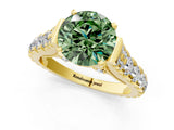 Yellow gold Fancy Green Round  Cut Diamond Pavé Band Solitaire with Four-Prong Setting_16