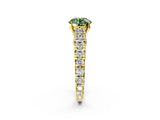 Yellow gold Fancy Green Round  Cut Diamond Pavé Band Solitaire with Four-Prong Setting_17