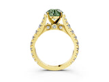 Yellow gold Fancy Green Round  Cut Diamond Pavé Band Solitaire with Four-Prong Setting_18