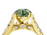 Yellow gold Fancy Green Round  Cut Diamond Pavé Band Solitaire with Four-Prong Setting_19
