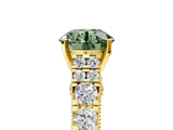 Yellow gold Fancy Green Round  Cut Diamond Pavé Band Solitaire with Four-Prong Setting_20