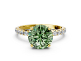 Yellow gold Fancy Green Round  Cut Diamond Pavé Band Solitaire with Four-Prong Setting_3