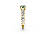 Yellow gold Fancy Green Round  Cut Diamond Pavé Band Solitaire with Four-Prong Setting_5