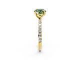 Yellow gold Fancy Green Round  Cut Diamond Pavé Band Solitaire with Four-Prong Setting_5