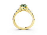 Yellow gold Fancy Green Round  Cut Diamond Pavé Band Solitaire with Four-Prong Setting_6
