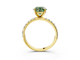 Yellow gold Fancy Green Round  Cut Diamond Pavé Band Solitaire with Four-Prong Setting_6