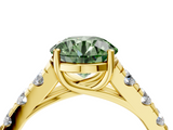 Yellow gold Fancy Green Round  Cut Diamond Pavé Band Solitaire with Four-Prong Setting_7