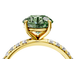 Yellow gold Fancy Green Round  Cut Diamond Pavé Band Solitaire with Four-Prong Setting_7