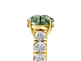 Yellow gold Fancy Green Round  Cut Diamond Pavé Band Solitaire with Four-Prong Setting_8