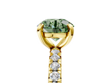Yellow gold Fancy Green Round  Cut Diamond Pavé Band with Four-Prong Setting_24