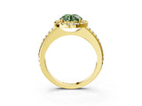 Yellow gold Fancy Green Round Cut Diamond Pavé Halo Ring with Four-Prong Setting_38
