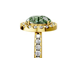 Yellow gold Fancy Green Round Cut Diamond Pavé Halo Ring with Four-Prong Setting_40