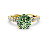 Yellow gold Fancy Green Round Cut Diamond Pavé Solitaire Engagement Ring with Four-Prong Setting_71