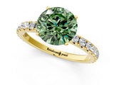 Yellow gold Fancy Green Round Cut Diamond Pavé Solitaire Engagement Ring with Four-Prong Setting_72