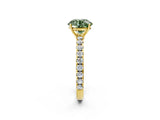Yellow gold Fancy Green Round Cut Diamond Pavé Solitaire Engagement Ring with Four-Prong Setting_73