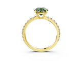 Yellow gold Fancy Green Round Cut Diamond Pavé Solitaire Engagement Ring with Four-Prong Setting_74
